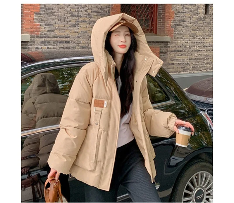 2025 Autumn Winter New Cotton Jacket Women's Korean Cotton-Padded Thicken Warm Hooded Parkas Short Coat Female Casual Ladies Top