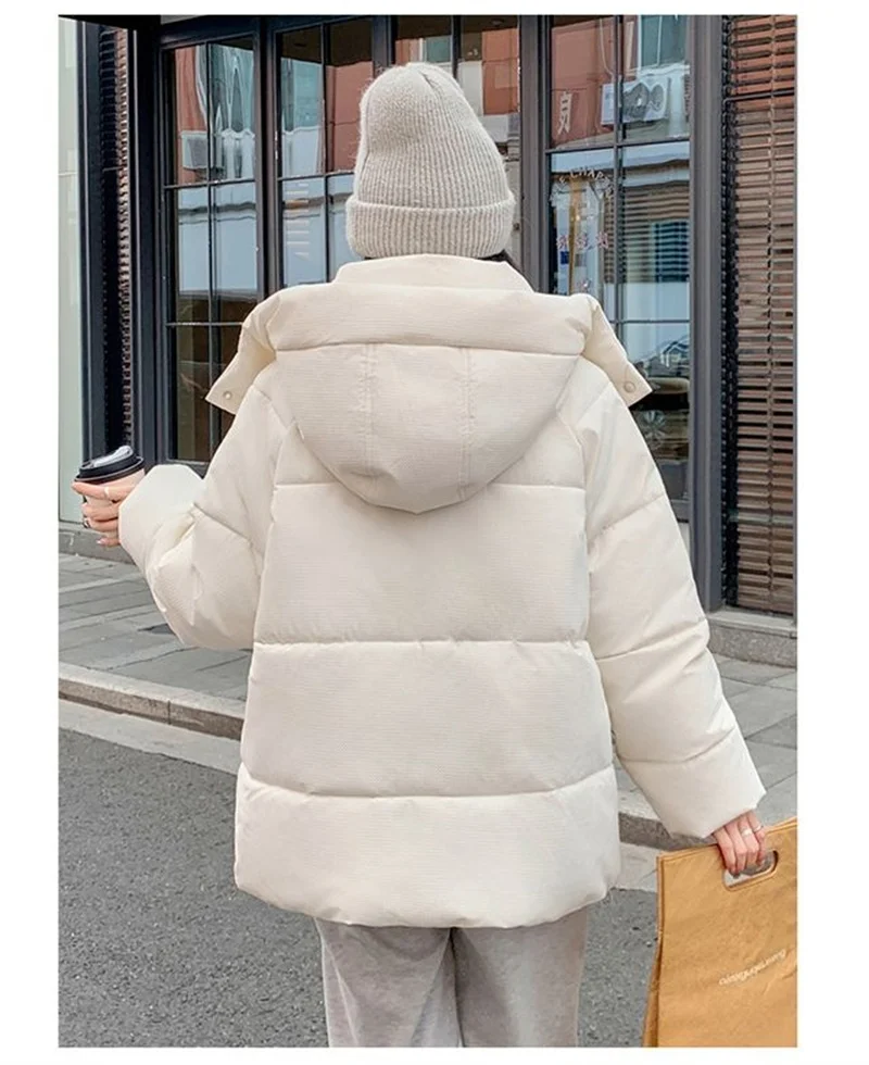 2025 Autumn Winter New Cotton Jacket Women's Korean Cotton-Padded Thicken Warm Hooded Parkas Short Coat Female Casual Ladies Top