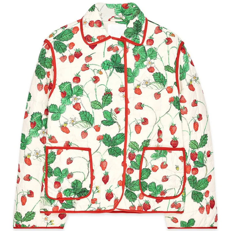 Print Lapel Color Long Sleeves Jacket Woman Loose Casual Single Breasted Pocket Coat Versatile Women's New Autumn Winter Jackets