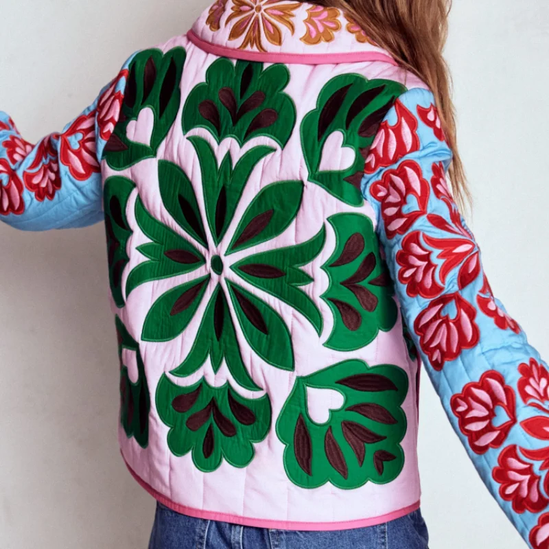 Print Lapel Color Long Sleeves Jacket Woman Loose Casual Single Breasted Pocket Coat Versatile Women's New Autumn Winter Jackets