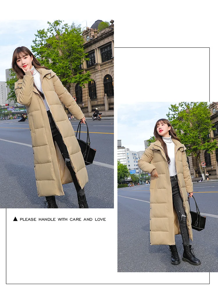 Women Parkas Long Coats Hooded Coat Maxi Autumn Casual Loose Thick Warm Outerwear Coat Jackets Elegant Splice Winter Jacket