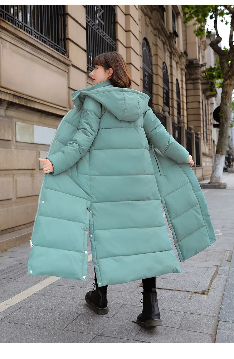 Women Parkas Long Coats Hooded Coat Maxi Autumn Casual Loose Thick Warm Outerwear Coat Jackets Elegant Splice Winter Jacket