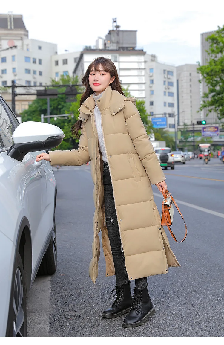 Women Parkas Long Coats Hooded Coat Maxi Autumn Casual Loose Thick Warm Outerwear Coat Jackets Elegant Splice Winter Jacket