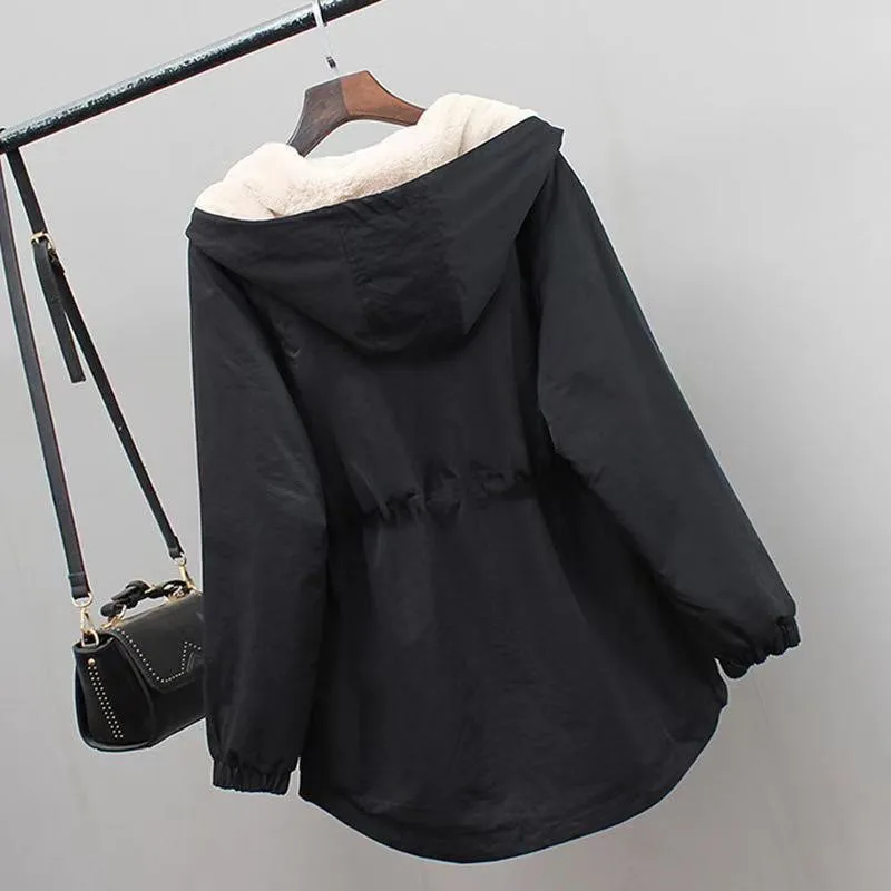 Women Winter Parkas Jacket 2024 New Add Velvet Thick Warm Outwear All-match Casual Short Loose Windbreaker Female Hooded Coat C