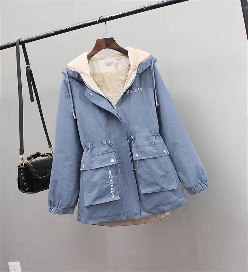 Women Winter Parkas Jacket 2024 New Add Velvet Thick Warm Outwear All-match Casual Short Loose Windbreaker Female Hooded Coat C