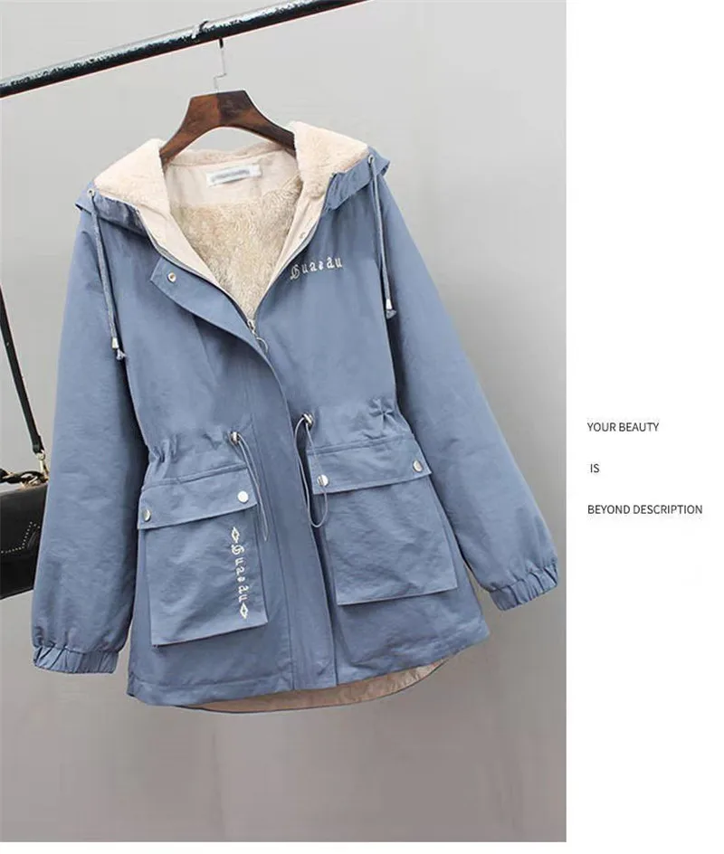 Women Winter Parkas Jacket 2024 New Add Velvet Thick Warm Outwear All-match Casual Short Loose Windbreaker Female Hooded Coat C