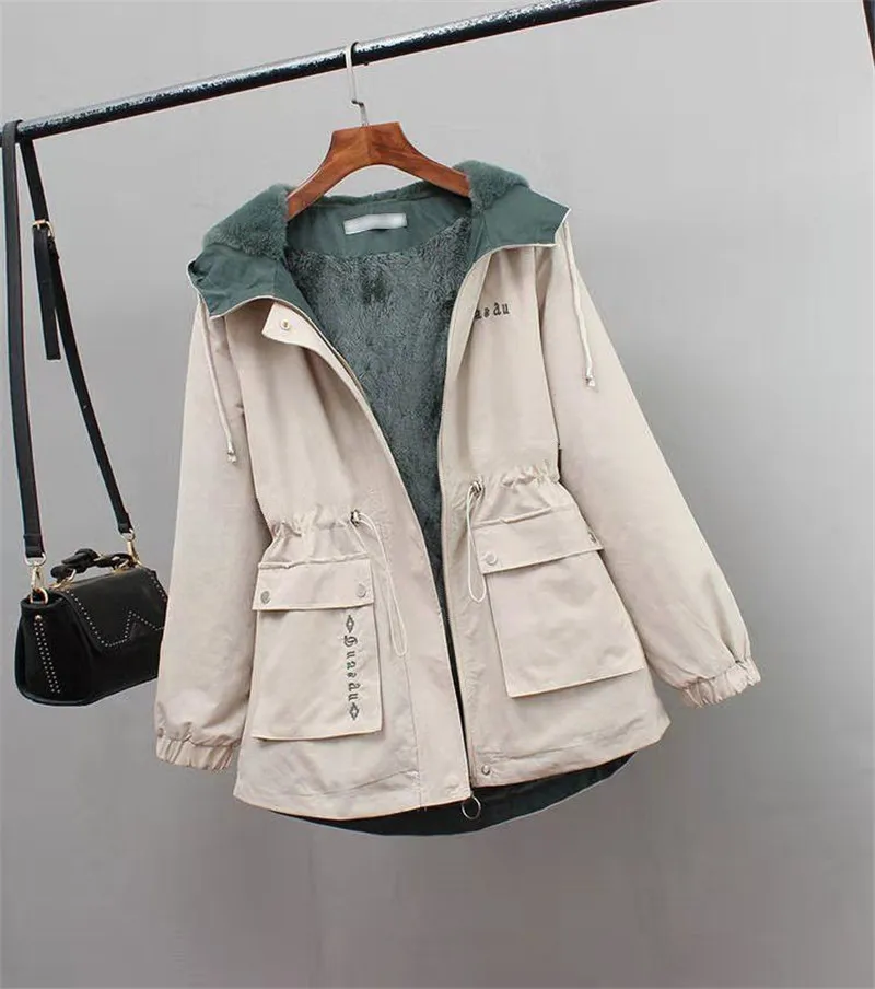 Women Winter Parkas Jacket 2024 New Add Velvet Thick Warm Outwear All-match Casual Short Loose Windbreaker Female Hooded Coat C