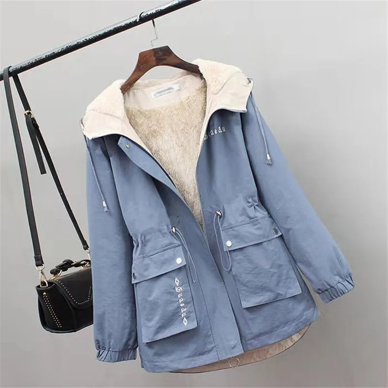 Women Winter Parkas Jacket 2024 New Add Velvet Thick Warm Outwear All-match Casual Short Loose Windbreaker Female Hooded Coat C