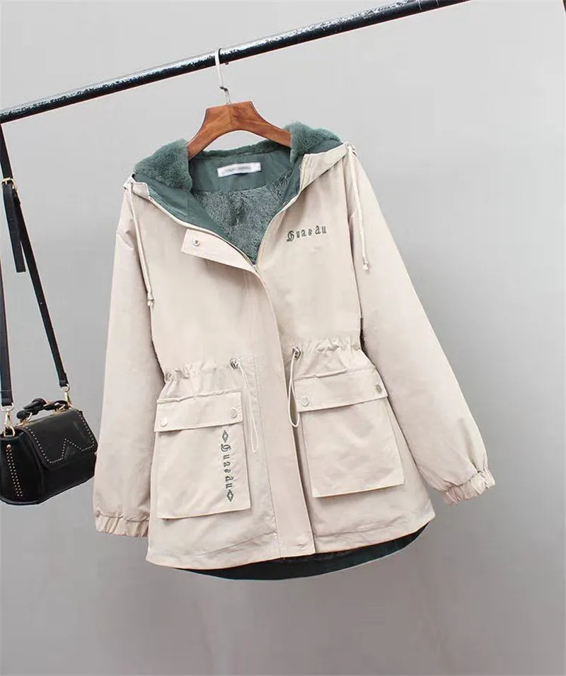 Women Winter Parkas Jacket 2024 New Add Velvet Thick Warm Outwear All-match Casual Short Loose Windbreaker Female Hooded Coat C