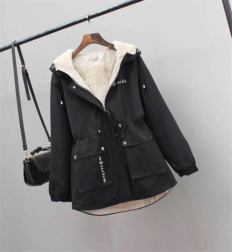 Women Winter Parkas Jacket 2024 New Add Velvet Thick Warm Outwear All-match Casual Short Loose Windbreaker Female Hooded Coat C