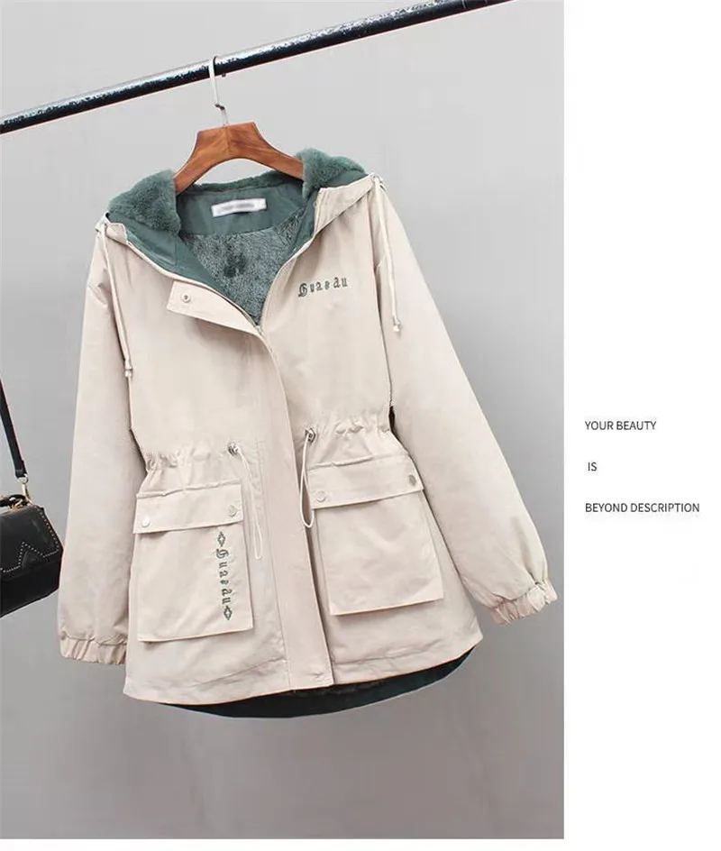 Women Winter Parkas Jacket 2024 New Add Velvet Thick Warm Outwear All-match Casual Short Loose Windbreaker Female Hooded Coat C