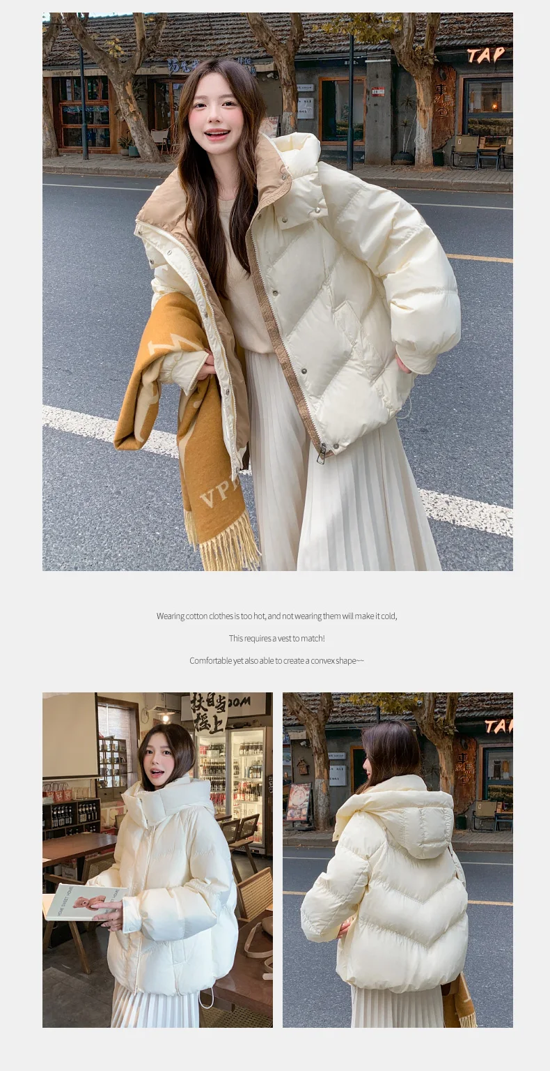 2026 Women Clothing Short Cotton Coat Winter New Style Loose Fit Thickened Petite Cotton Jacket Cold Protection Bread Parkas