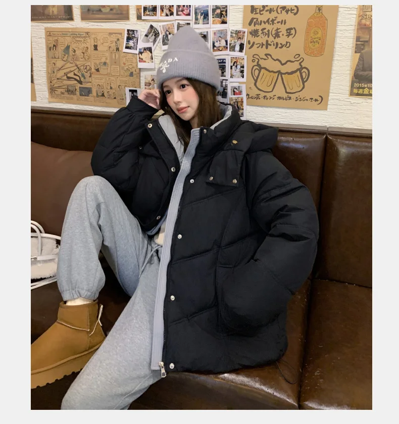 2026 Women Clothing Short Cotton Coat Winter New Style Loose Fit Thickened Petite Cotton Jacket Cold Protection Bread Parkas