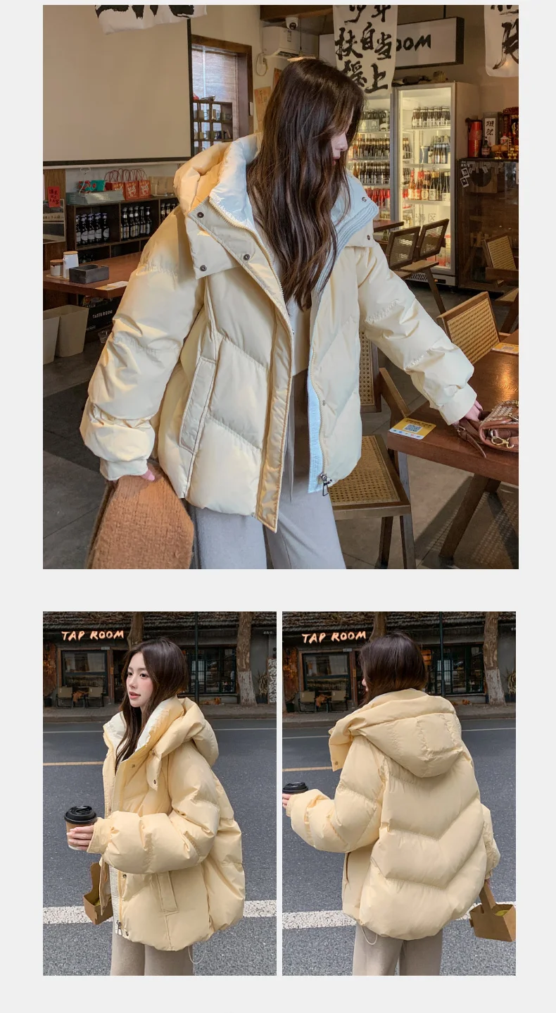2026 Women Clothing Short Cotton Coat Winter New Style Loose Fit Thickened Petite Cotton Jacket Cold Protection Bread Parkas
