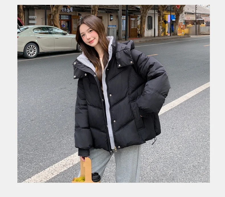 2026 Women Clothing Short Cotton Coat Winter New Style Loose Fit Thickened Petite Cotton Jacket Cold Protection Bread Parkas
