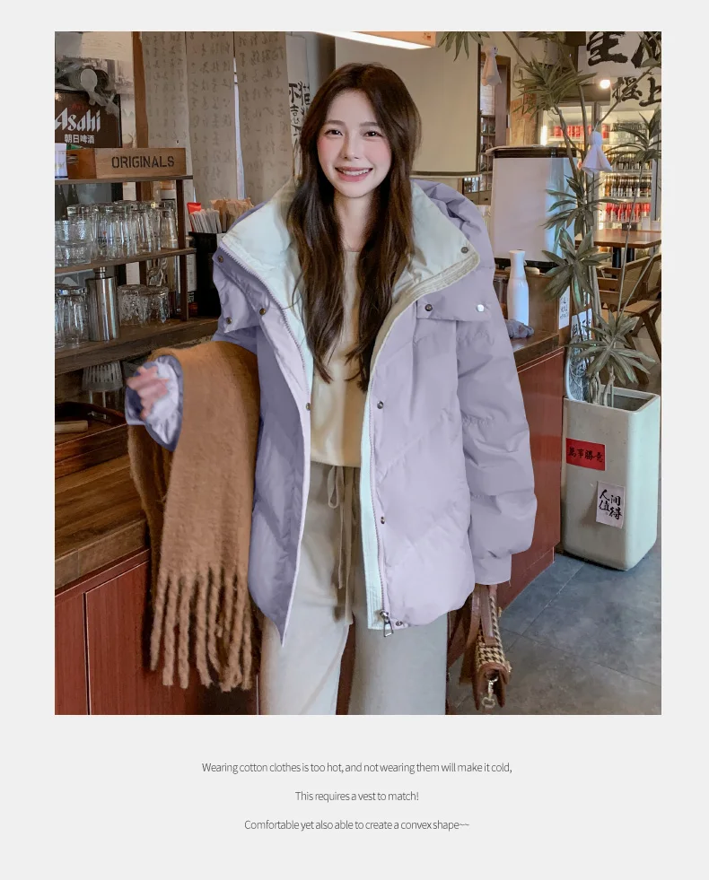 2026 Women Clothing Short Cotton Coat Winter New Style Loose Fit Thickened Petite Cotton Jacket Cold Protection Bread Parkas