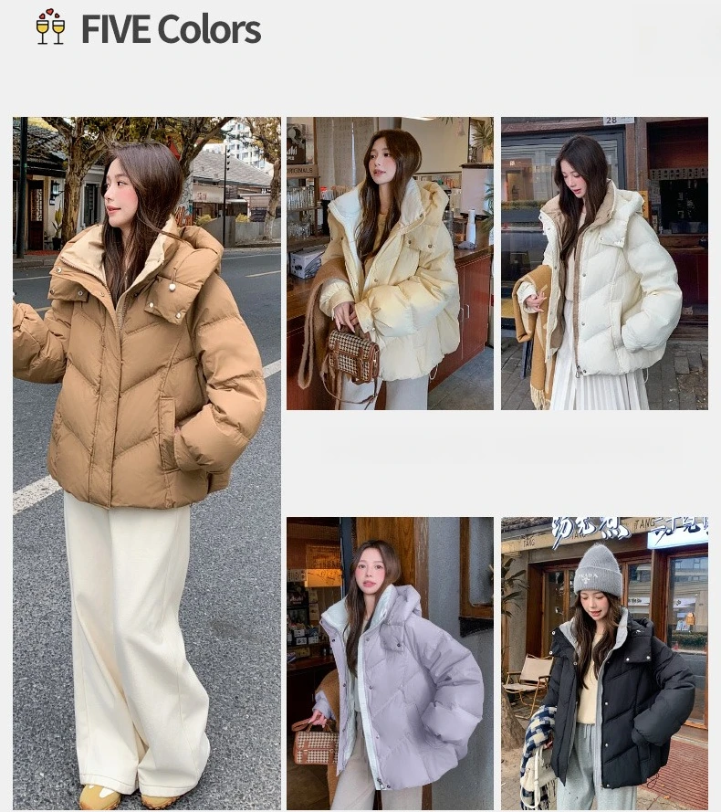 2026 Women Clothing Short Cotton Coat Winter New Style Loose Fit Thickened Petite Cotton Jacket Cold Protection Bread Parkas