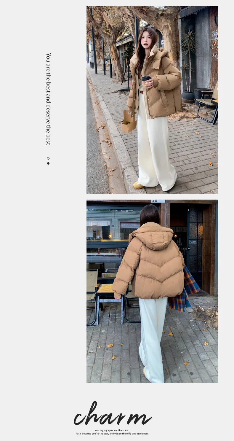 2026 Women Clothing Short Cotton Coat Winter New Style Loose Fit Thickened Petite Cotton Jacket Cold Protection Bread Parkas