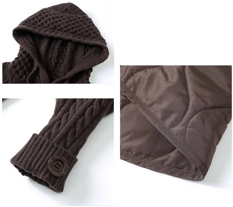 Women Literary Artistic Retro Patchwork Hooded Cotton Jacket Female Winter New Loose Slim Casual Mid Length Cotton Coat Pullover