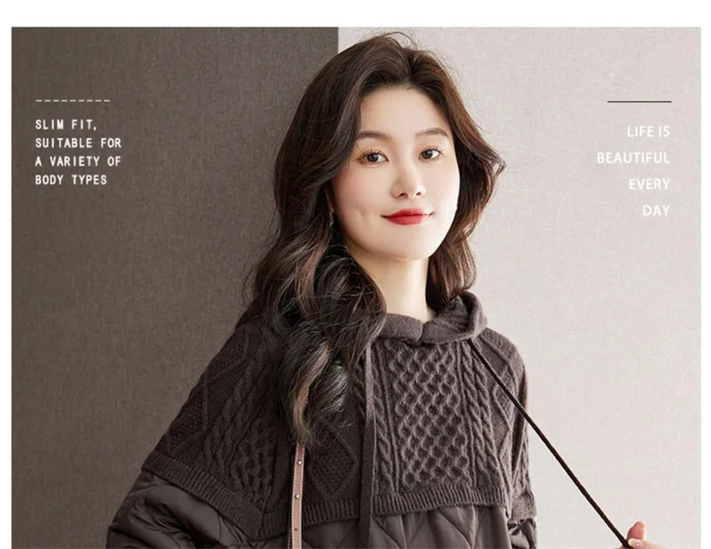 Women Literary Artistic Retro Patchwork Hooded Cotton Jacket Female Winter New Loose Slim Casual Mid Length Cotton Coat Pullover