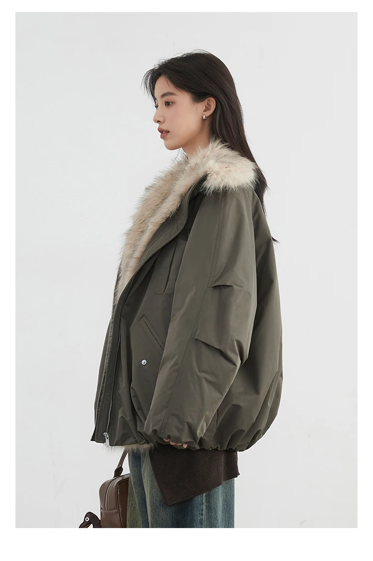 Korean Fashion Women 2025 New Black White Down Cotton Jacket Winter Long Sleeved Festival Versatile Cardigans Zipper Coat Casual