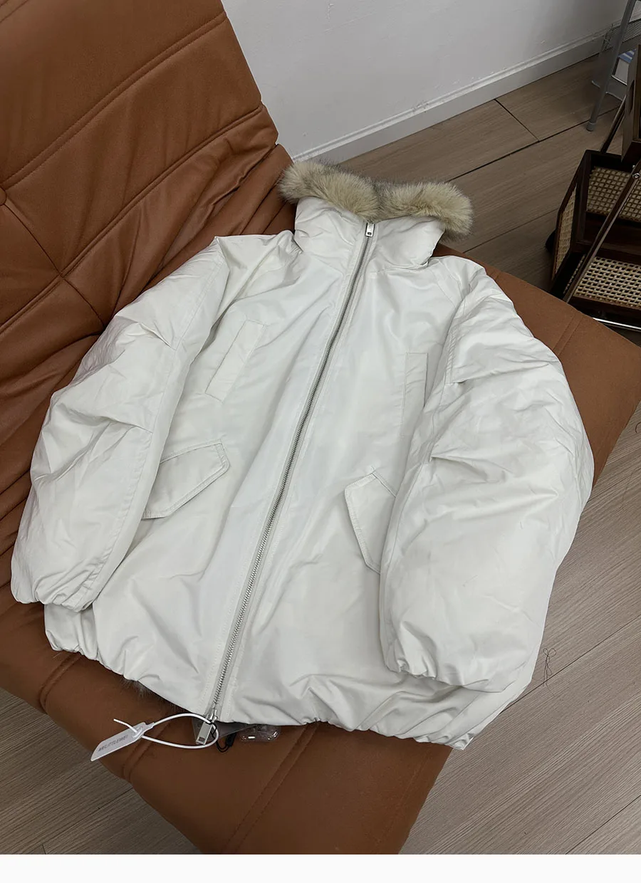 Korean Fashion Women 2025 New Black White Down Cotton Jacket Winter Long Sleeved Festival Versatile Cardigans Zipper Coat Casual