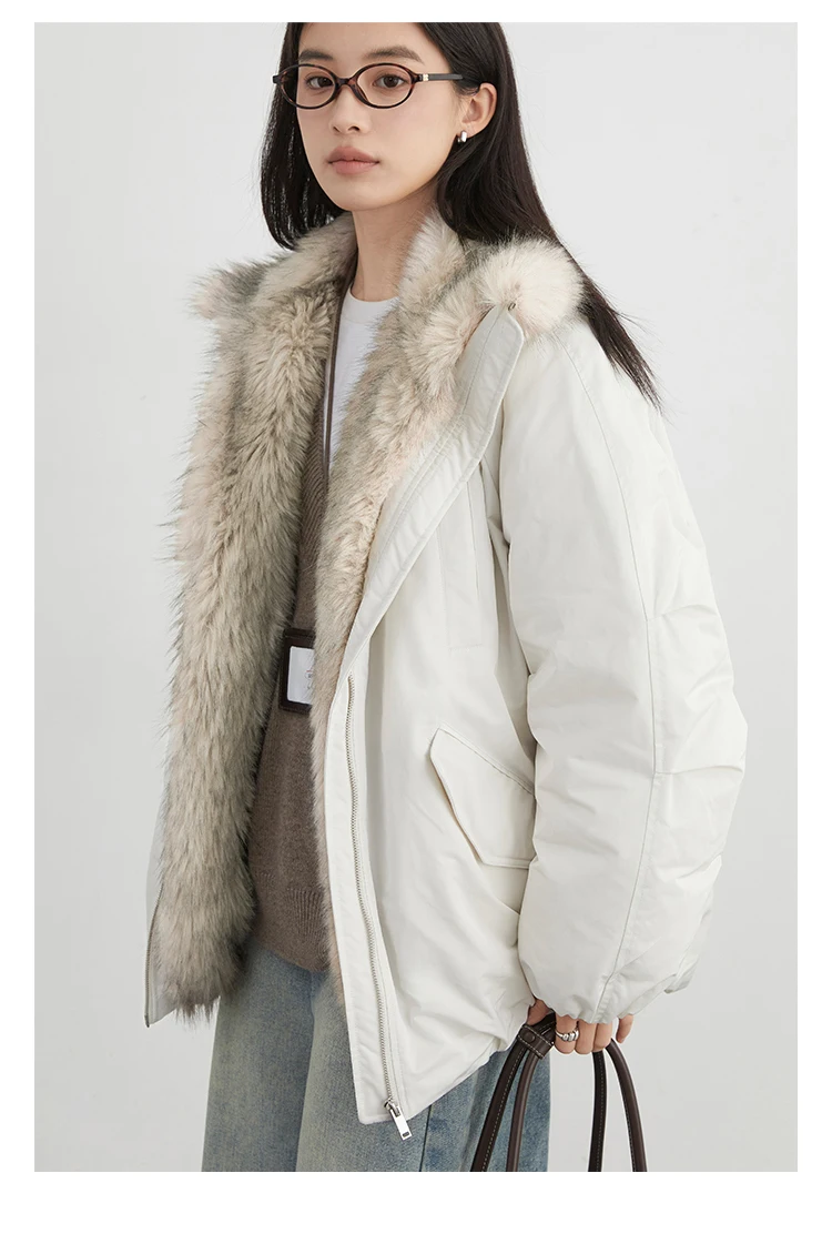 Korean Fashion Women 2025 New Black White Down Cotton Jacket Winter Long Sleeved Festival Versatile Cardigans Zipper Coat Casual