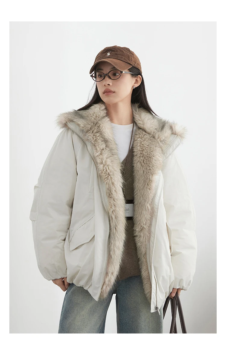 Korean Fashion Women 2025 New Black White Down Cotton Jacket Winter Long Sleeved Festival Versatile Cardigans Zipper Coat Casual