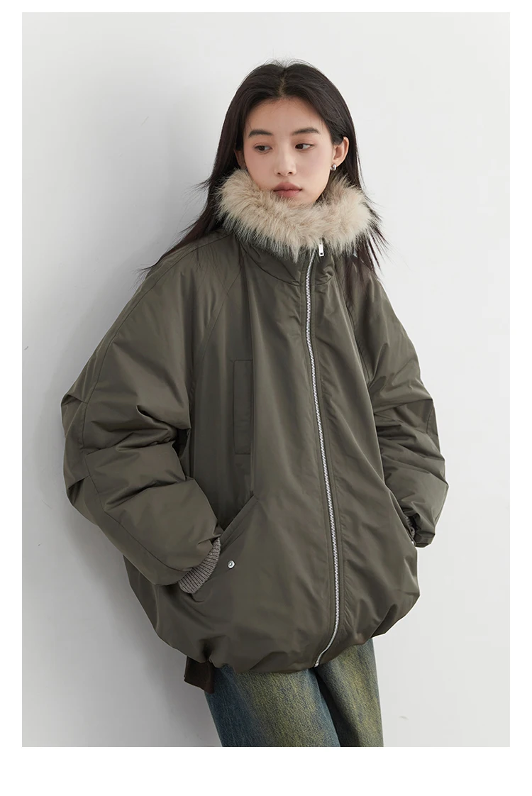 Korean Fashion Women 2025 New Black White Down Cotton Jacket Winter Long Sleeved Festival Versatile Cardigans Zipper Coat Casual