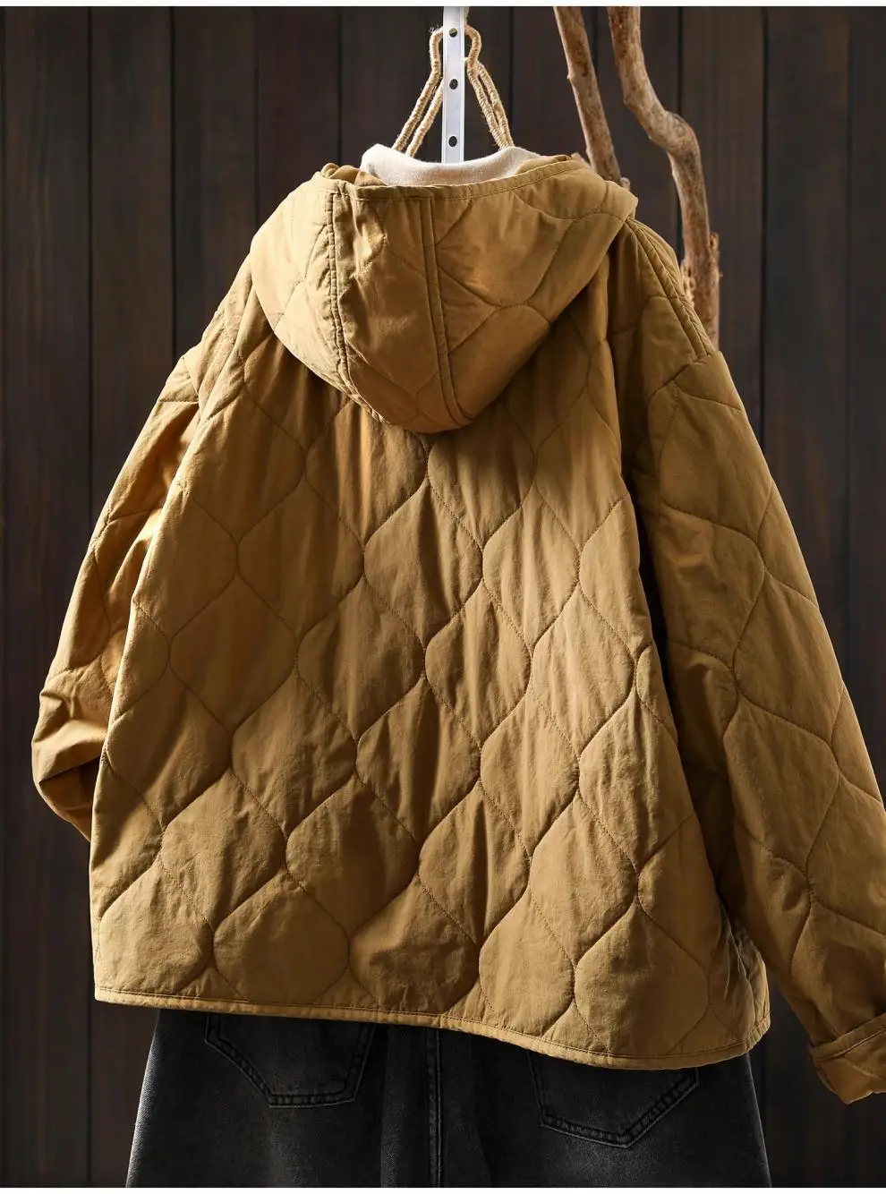 Johnature Women Vintage Hooded Parkas Button Winter Coats 2025 New Solid Color Patchwork Pockets Casual Soft Cotton Parkas