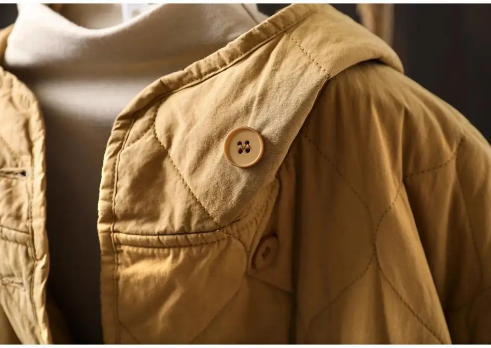 Johnature Women Vintage Hooded Parkas Button Winter Coats 2025 New Solid Color Patchwork Pockets Casual Soft Cotton Parkas