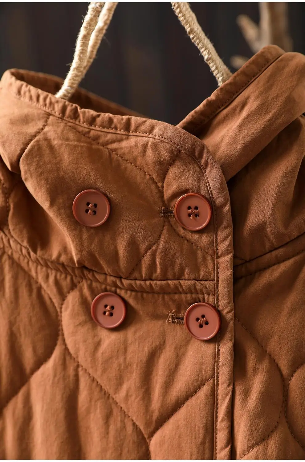 Johnature Women Vintage Hooded Parkas Button Winter Coats 2025 New Solid Color Patchwork Pockets Casual Soft Cotton Parkas