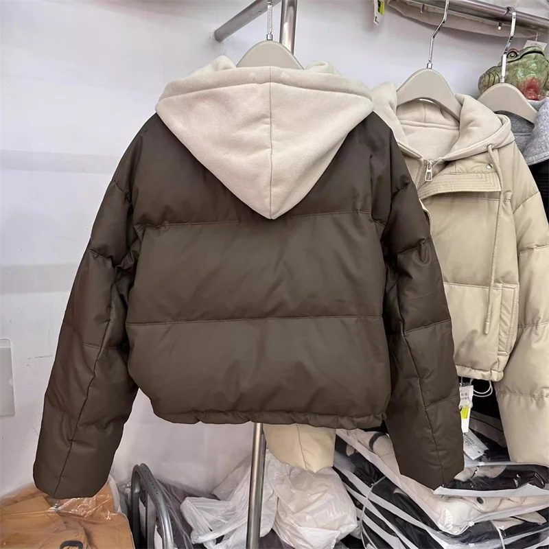 Autumn Winter New Fake Two Pieces Splicing Cotton Jacket Women Cotton-Padded Thick Warm Parkas Short Coat Female Casual Lady Top