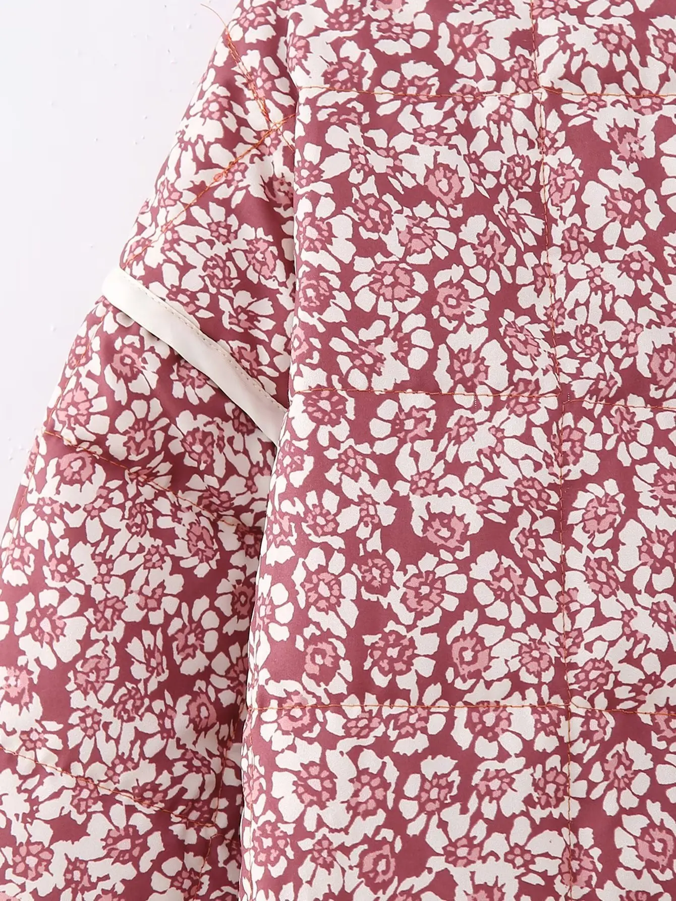 Chaqueta de mujer Winter Jacket Women Autumn Flower Printed Thin Pocket Decoration Cardigan Cotton Coat Women's Top