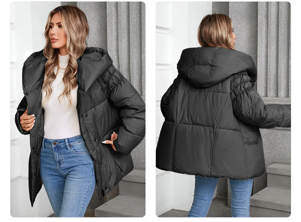 GASMAN Women's Parka 2024 New Fashion Women's Stand Collar Short Slim Casual Hooded Warm Down Jacket 88595