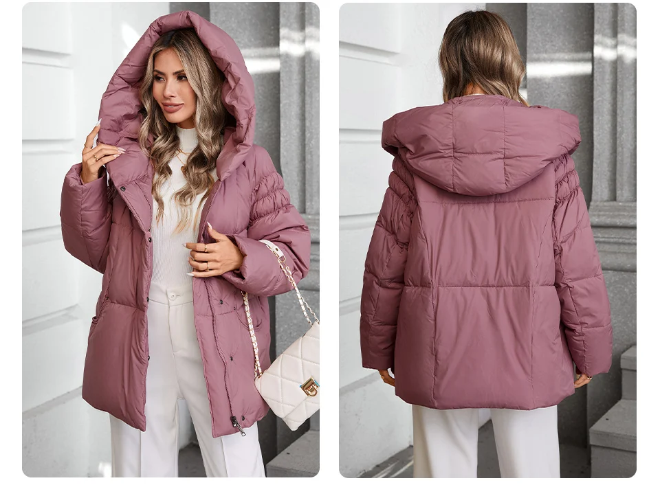 GASMAN Women's Parka 2024 New Fashion Women's Stand Collar Short Slim Casual Hooded Warm Down Jacket 88595
