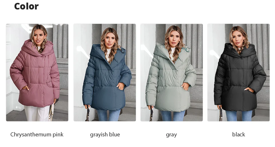 GASMAN Women's Parka 2024 New Fashion Women's Stand Collar Short Slim Casual Hooded Warm Down Jacket 88595