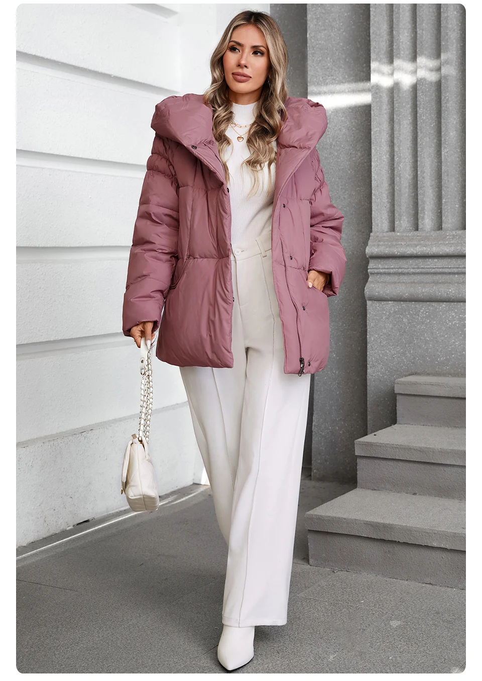 GASMAN Women's Parka 2024 New Fashion Women's Stand Collar Short Slim Casual Hooded Warm Down Jacket 88595