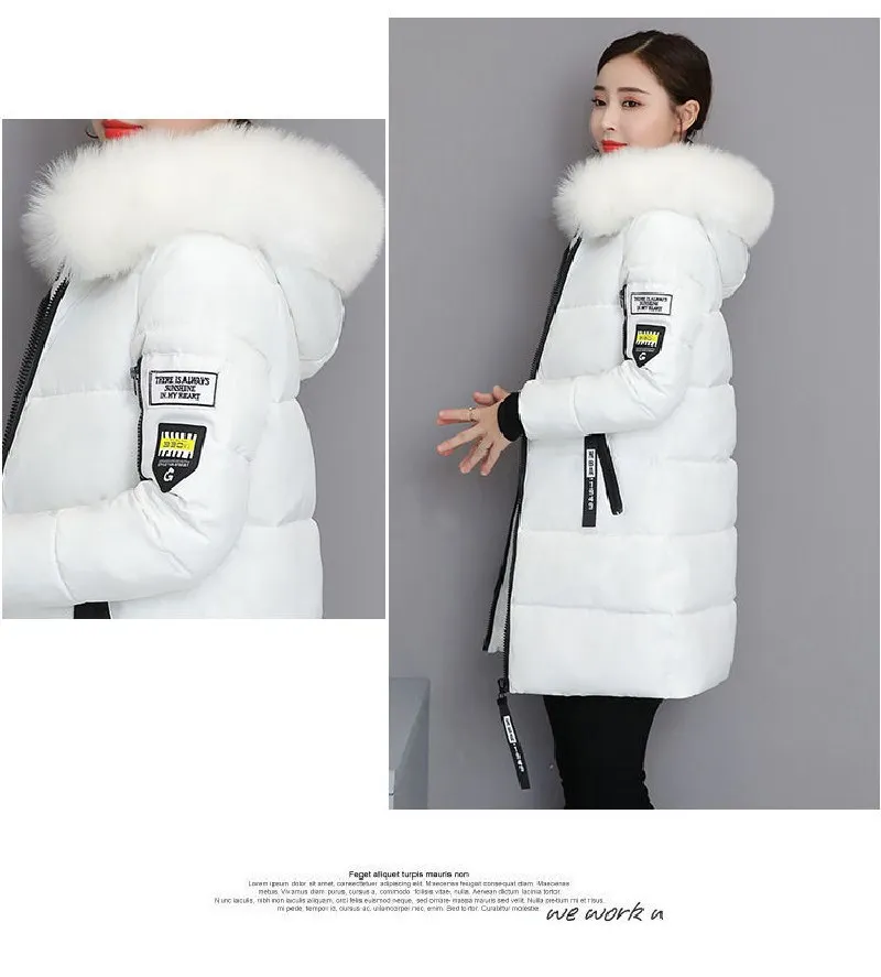 New Parka Women 2022 Winter Jacket Women Coat Hooded Outwear Female Parka Thick Waem Cotton Padded Fur collar Winter Basic Coats