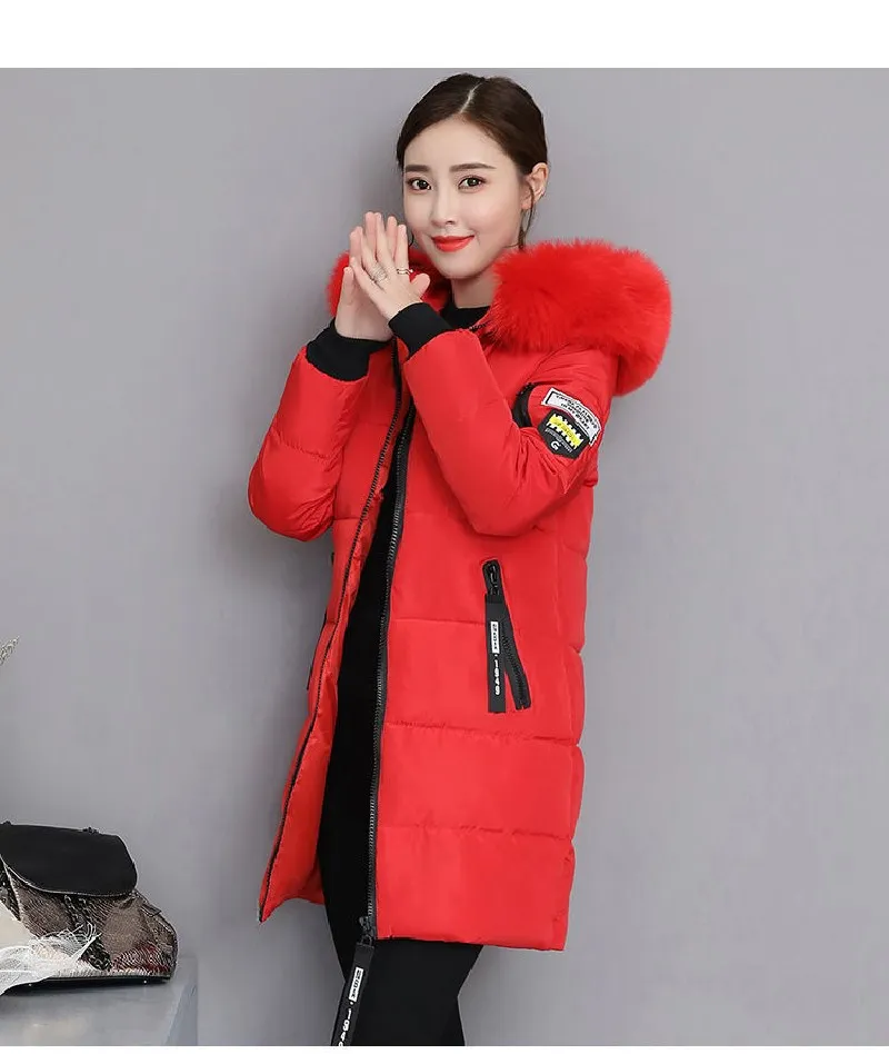 New Parka Women 2022 Winter Jacket Women Coat Hooded Outwear Female Parka Thick Waem Cotton Padded Fur collar Winter Basic Coats