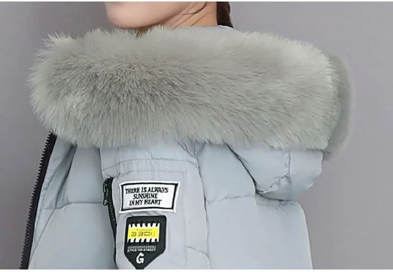 New Parka Women 2022 Winter Jacket Women Coat Hooded Outwear Female Parka Thick Waem Cotton Padded Fur collar Winter Basic Coats