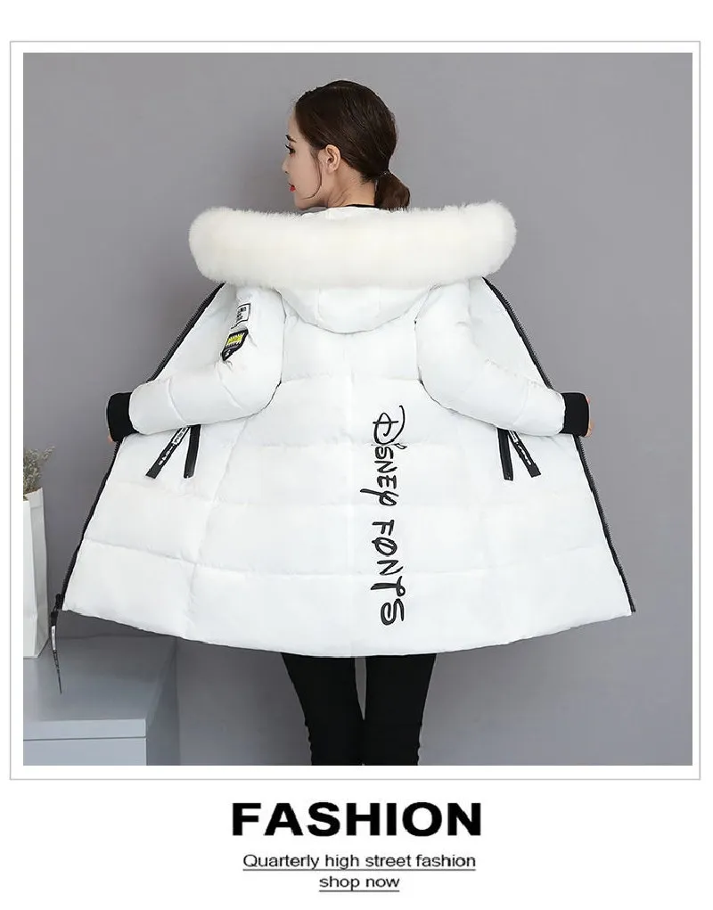 New Parka Women 2022 Winter Jacket Women Coat Hooded Outwear Female Parka Thick Waem Cotton Padded Fur collar Winter Basic Coats
