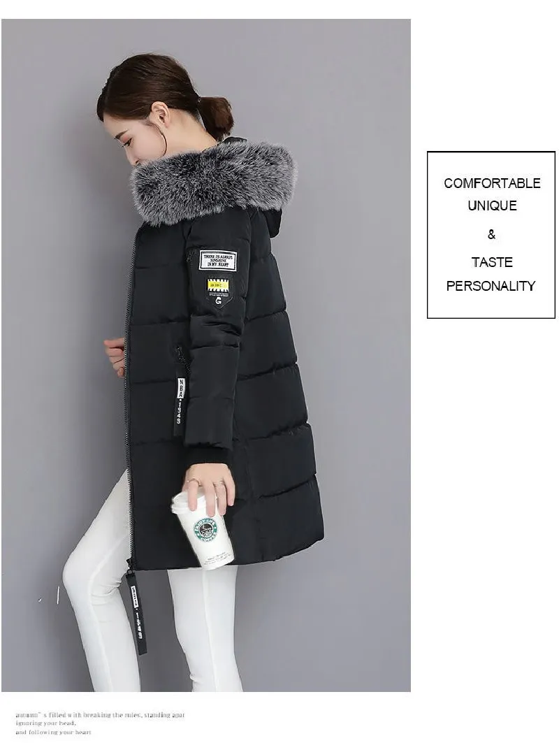 New Parka Women 2022 Winter Jacket Women Coat Hooded Outwear Female Parka Thick Waem Cotton Padded Fur collar Winter Basic Coats
