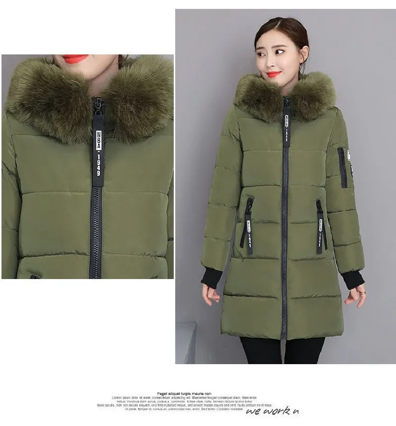 New Parka Women 2022 Winter Jacket Women Coat Hooded Outwear Female Parka Thick Waem Cotton Padded Fur collar Winter Basic Coats