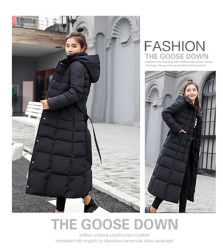 Women Winter Long Cotton Coat 2025 New Women Big Fur Collar Parkas  Korean Loose Belt Slim Jacket Down Cotton Coat Women Outwear
