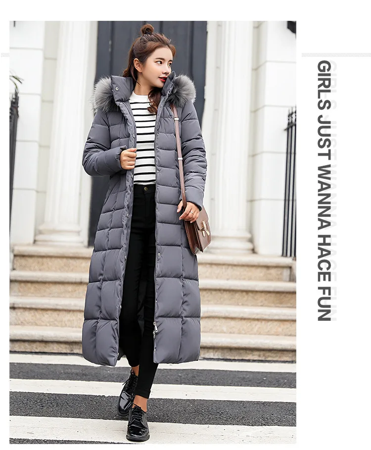 Women Winter Long Cotton Coat 2025 New Women Big Fur Collar Parkas  Korean Loose Belt Slim Jacket Down Cotton Coat Women Outwear