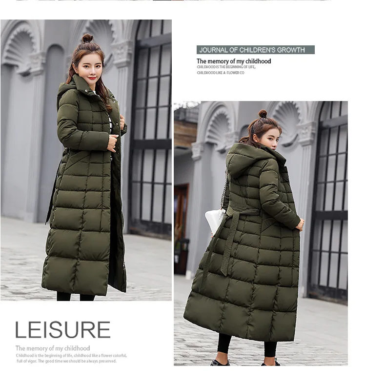 Women Winter Long Cotton Coat 2025 New Women Big Fur Collar Parkas  Korean Loose Belt Slim Jacket Down Cotton Coat Women Outwear