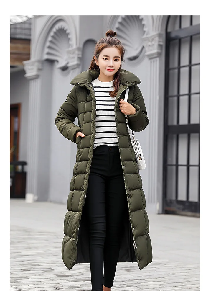 Women Winter Long Cotton Coat 2025 New Women Big Fur Collar Parkas  Korean Loose Belt Slim Jacket Down Cotton Coat Women Outwear