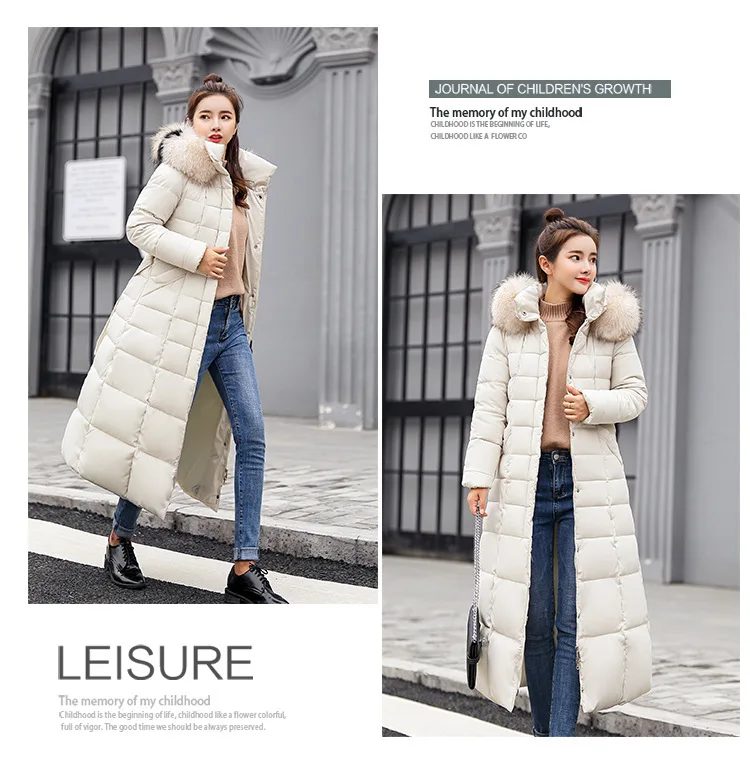 Women Winter Long Cotton Coat 2025 New Women Big Fur Collar Parkas  Korean Loose Belt Slim Jacket Down Cotton Coat Women Outwear