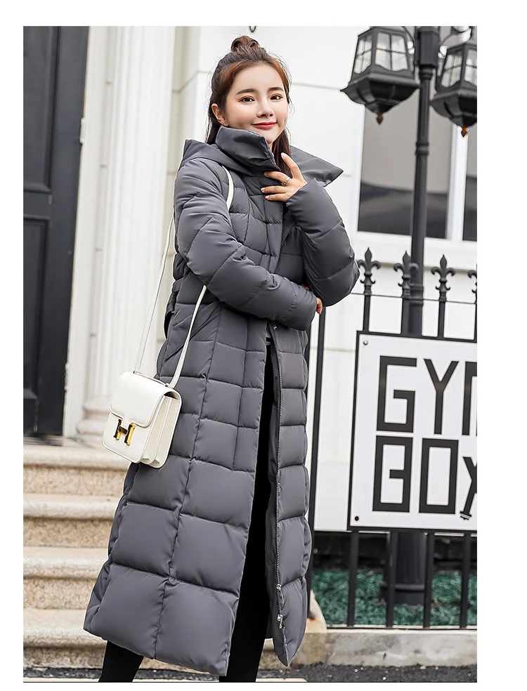 Women Winter Long Cotton Coat 2025 New Women Big Fur Collar Parkas  Korean Loose Belt Slim Jacket Down Cotton Coat Women Outwear